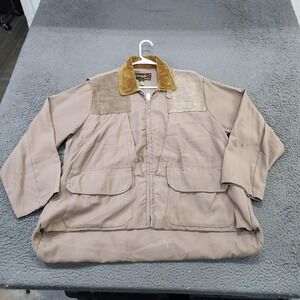 Vintage 10-X Jacket Mens 2XL Brown Canvas Hunting Field Sport Zip Pockets USA